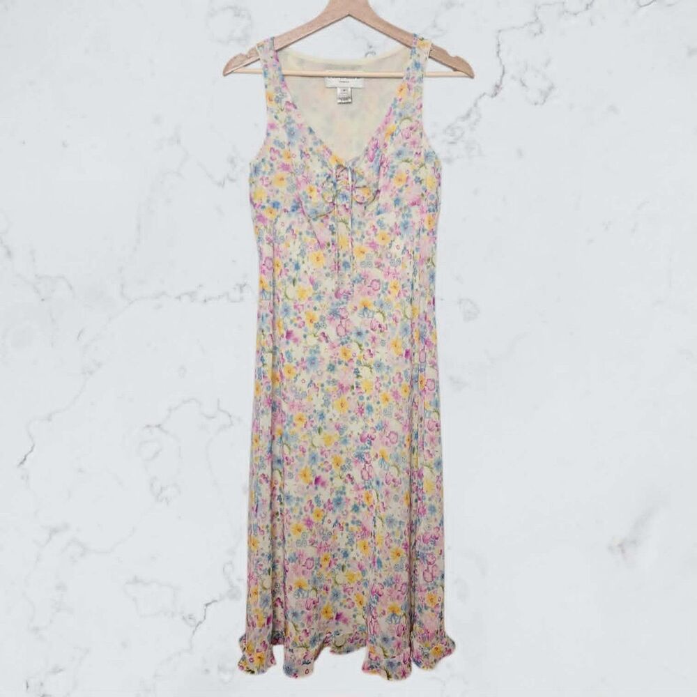 Vintage 90s Y2K Fairycore Cottagecore Pastel Multicolor Floral Dress